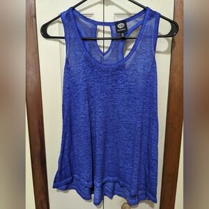 Bobeau Blue Burnout Keyhole Back Detail Tank Size XS